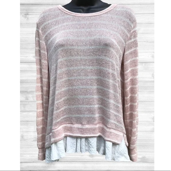 Anthropologie Beige Sweater with White Lace Detail - Picture 4 of 9